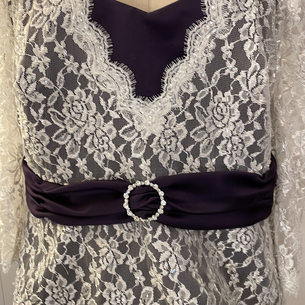Alfred Angelo eggplant long satin skirt with lace top - mother of the br… - Picture 3 of 9